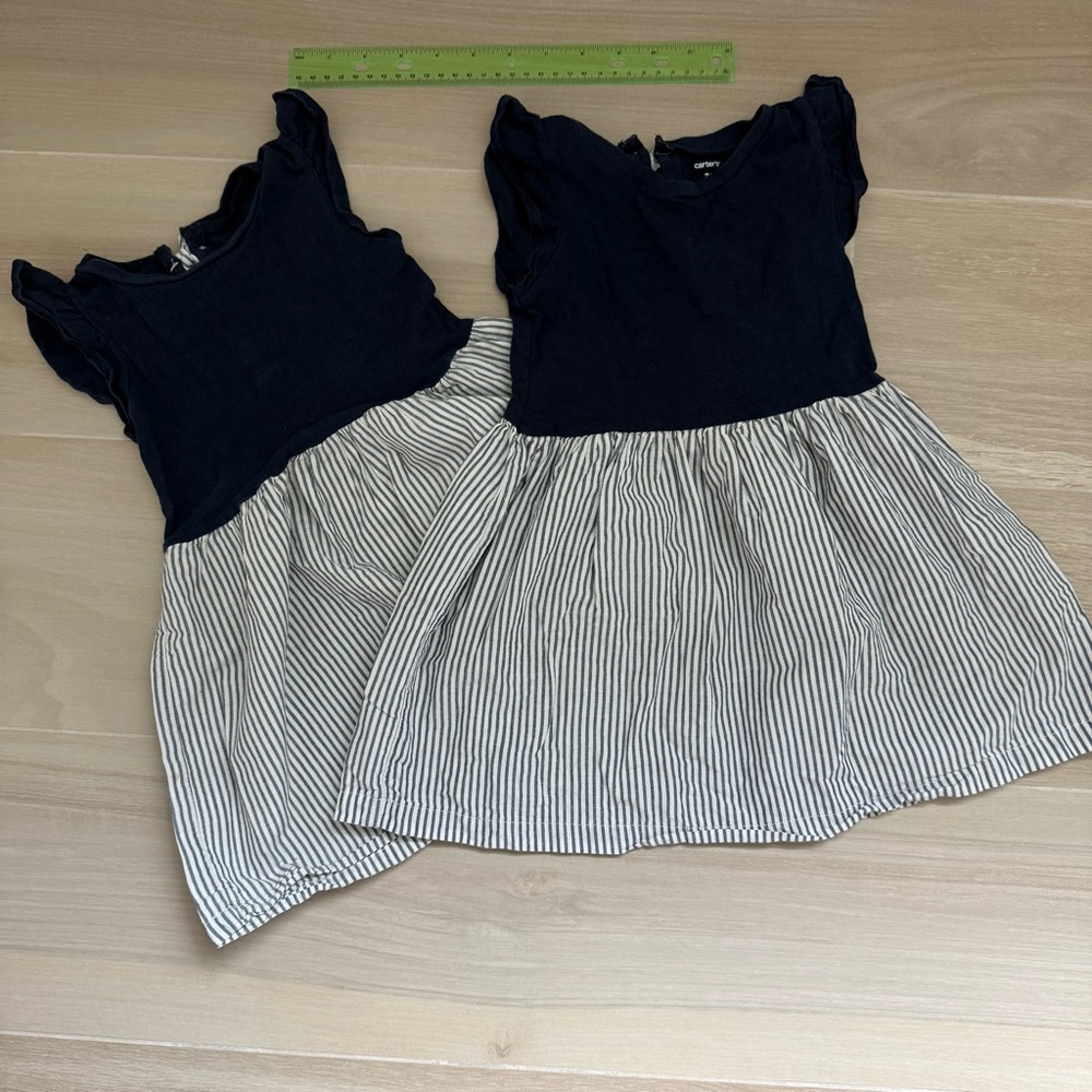Carters Navy and White Striped Dresses bundle (2T and 3T!